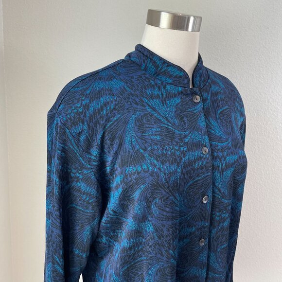 Chicos Design Womens XL Button Up Top Slinky Stretch Knit Acetate Long Sleeve - Picture 2 of 11